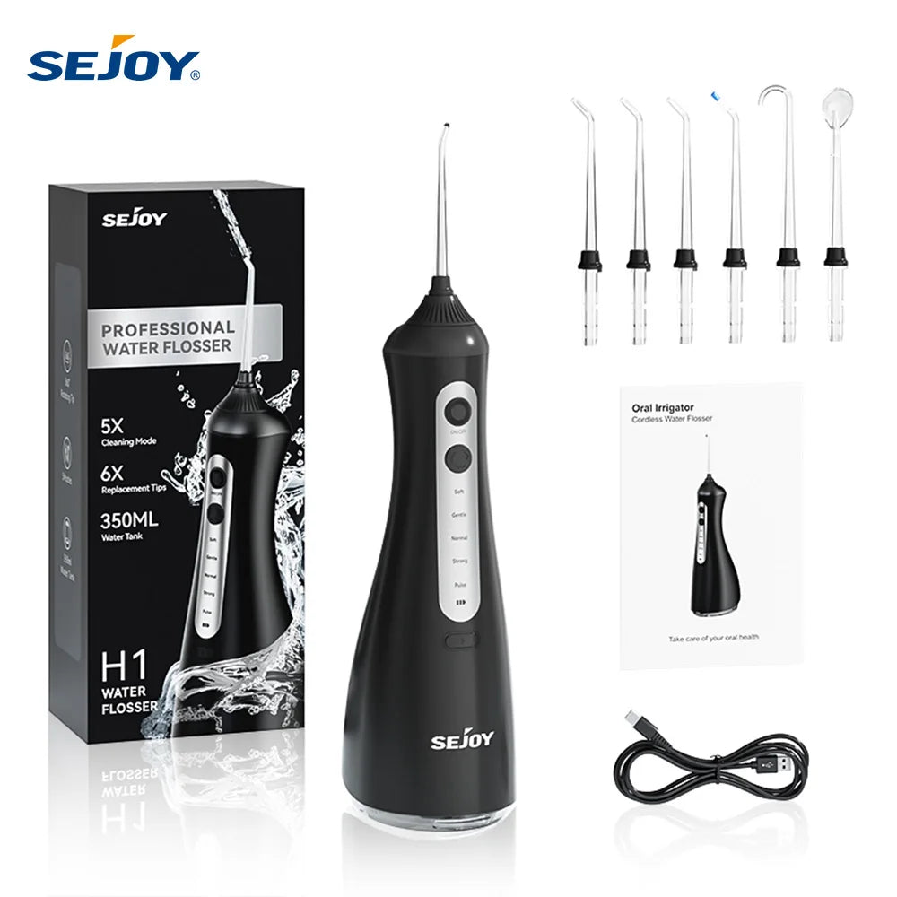 Water Dental Flosser Pick for Teeth Cordless 350ML Water Tank,6 Cleaning Modes, IPX7 for Home