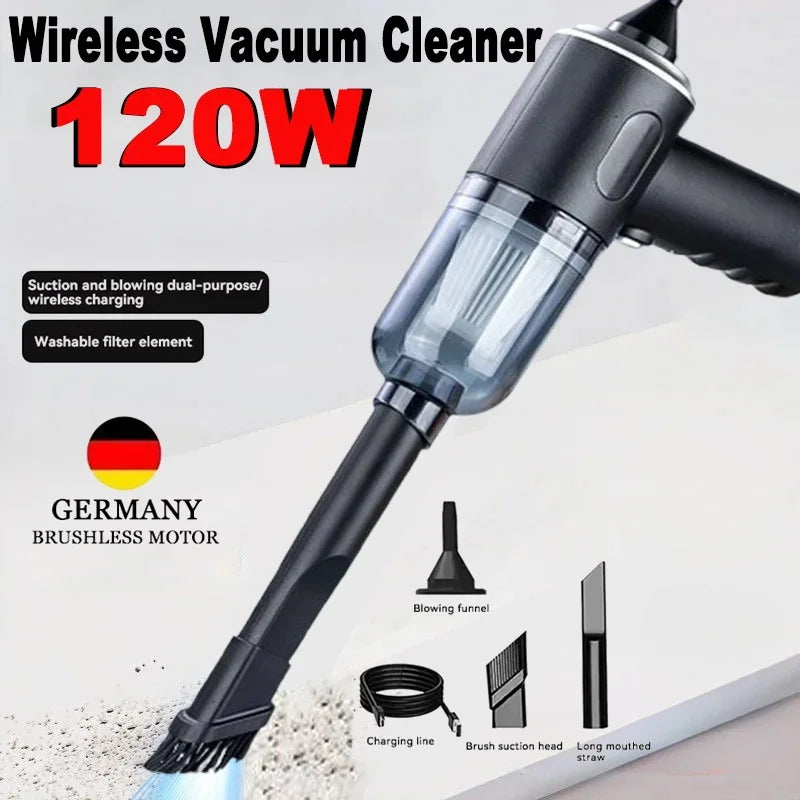 Portable Wireless Car Vacuum Cleaner USB Charging 1200mAh  Mini Wet and Dry Vacuum Cleaner Household