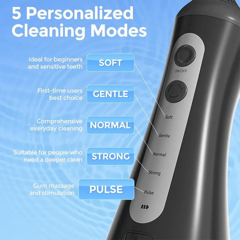 Water Dental Flosser Pick for Teeth Cordless 350ML Water Tank,6 Cleaning Modes, IPX7 for Home